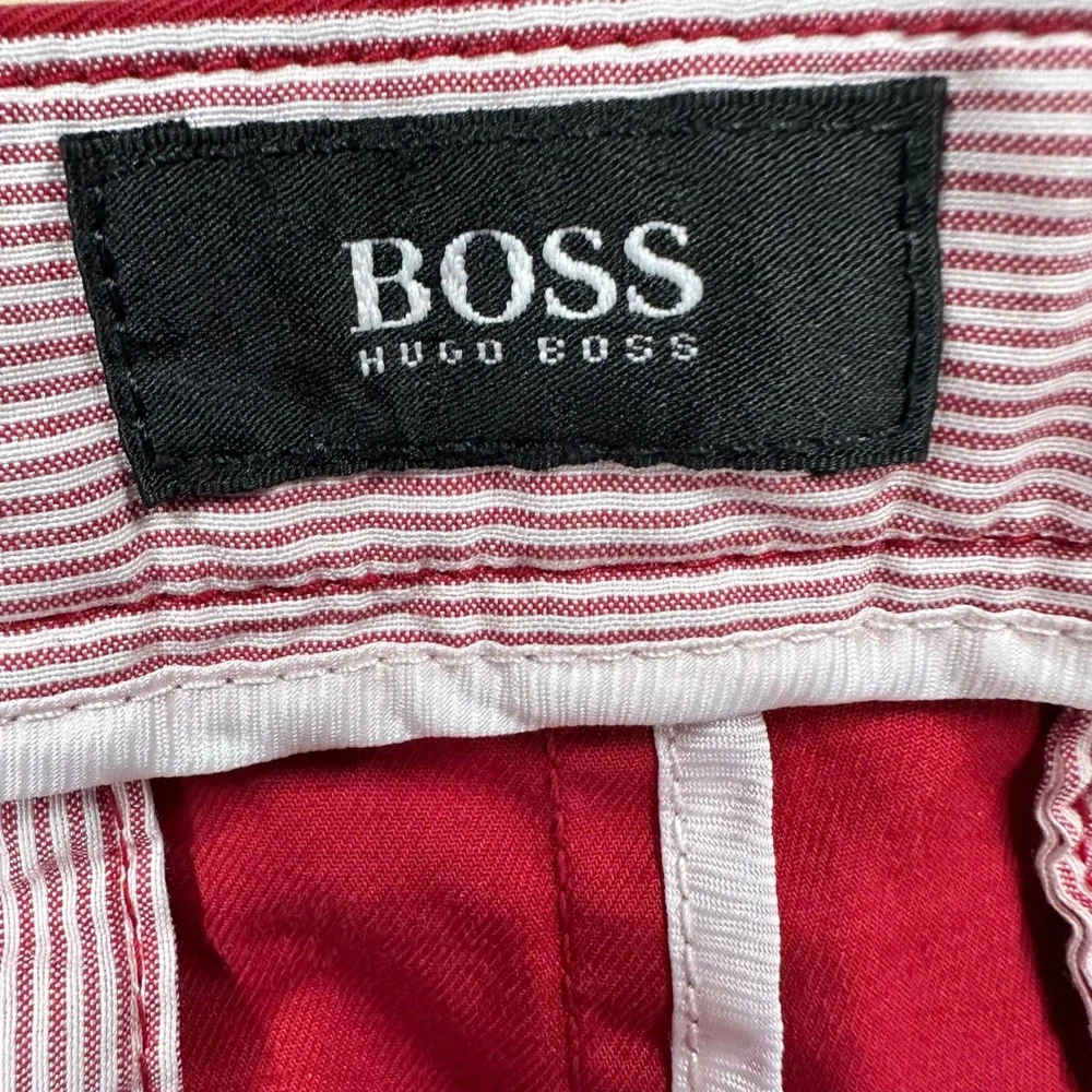 Hugo Boss Mens Red Stretch Cotton Chino Trousers Pants Size 34R